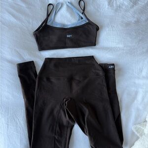 Set Active Brown Sports Bra and Leggings Set